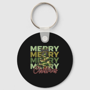 Camo Merry Christmas Camouflage Christmas Tree Coq Key Ring