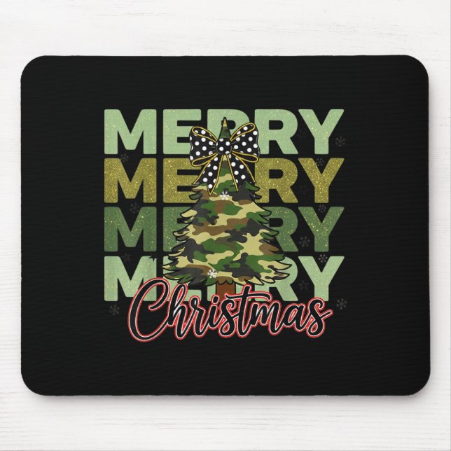 Camo Merry Christmas Camouflage Christmas Tree Coq Mouse Mat (Front)