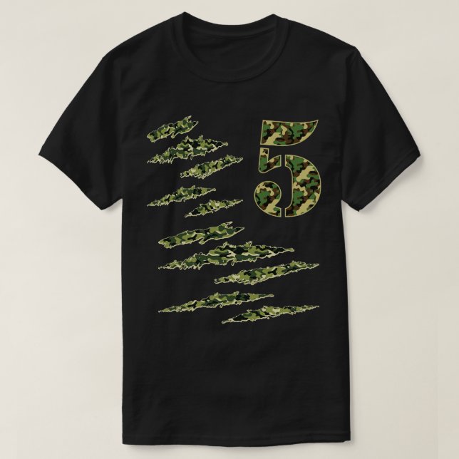 Camo Military Number 5 Year Old Soldier Camoue T-Shirt (Design Front)
