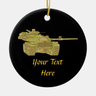 Camo Military Tank Design Ceramic Tree Decoration