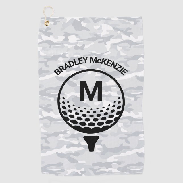Camo Monogram Golfer Name Golf Towel (Front)