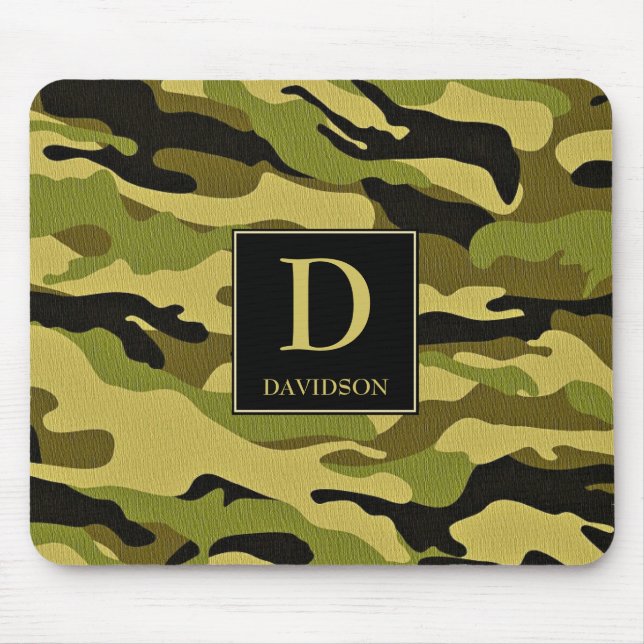 Camo Mousepad with Initial Monogram Camouflage (Front)