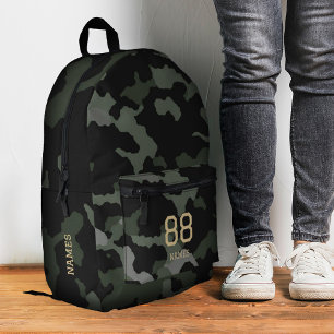 Camo Name Number Back to School Camouflage Modern  Printed Backpack