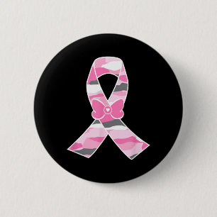 Camo nks Ribbon Breast Cancer Awareness 6 Cm Round Badge