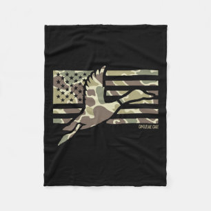 Camo Patriotic Mallard Duck Camouflage Flying Duck Fleece Blanket
