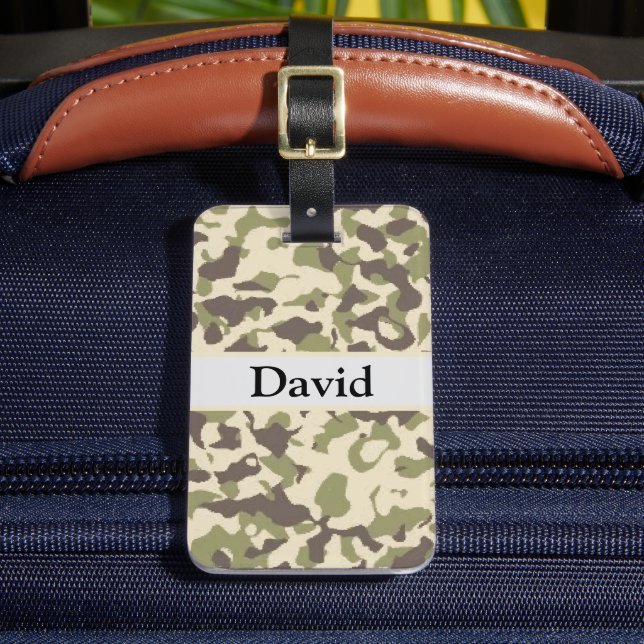 Camo Pattern Add Name  Luggage Tag (Front Insitu 2)