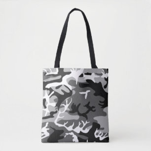 Camo Pattern - Black and White Tote Bag