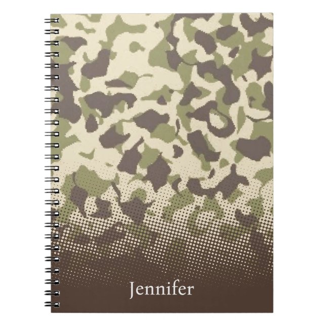 Camo Pattern Custom Name Notebook (Front)