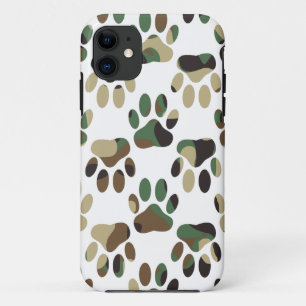 Camo Pattern Dog Paw Print iPhone 11 Case