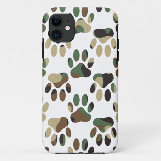 Camo Pattern Dog Paw Print Case-Mate iPhone Case (Back)