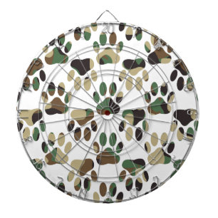 Camo Pattern Dog Paw Print Dartboard