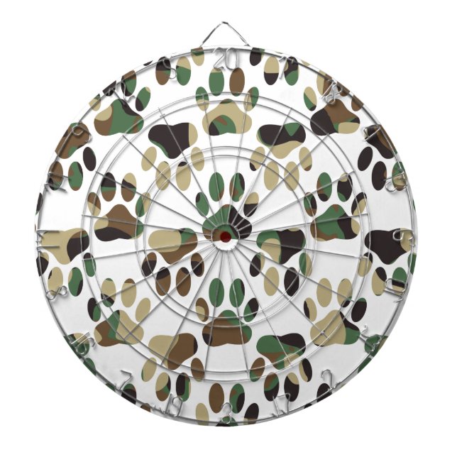 Camo Pattern Dog Paw Print Dartboard (Front)