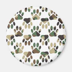 Camo Pattern Dog Paw Print Magnet