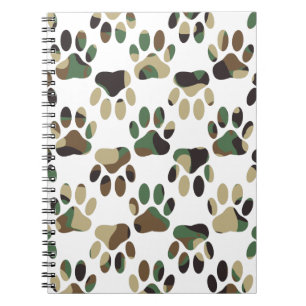 Camo Pattern Dog Paw Print Notebook