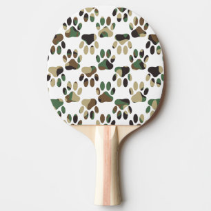 Camo Pattern Dog Paw Print Ping Pong Paddle