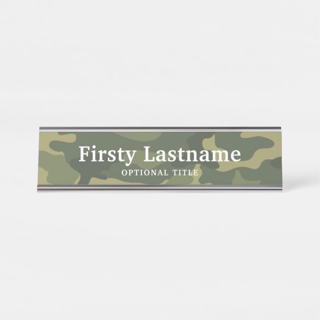 Camo Pattern for hunters or mililtary Desk Name Plate (Front)