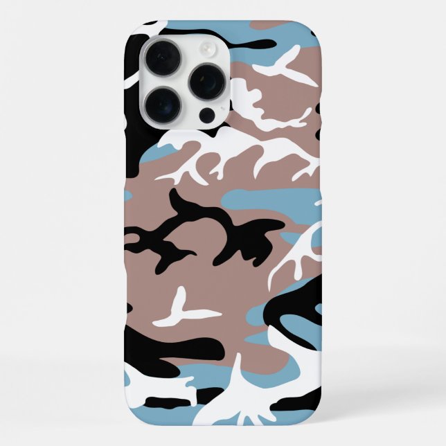Camo Pattern - Grayish Red White Blue Black iPhone Case (Back)