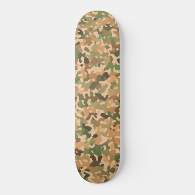 Camo Pattern - Green Orange Brown Black Skateboard (Front)