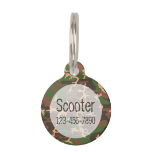 Camo Pattern Monogram Pet Name Tag Dog & Cat