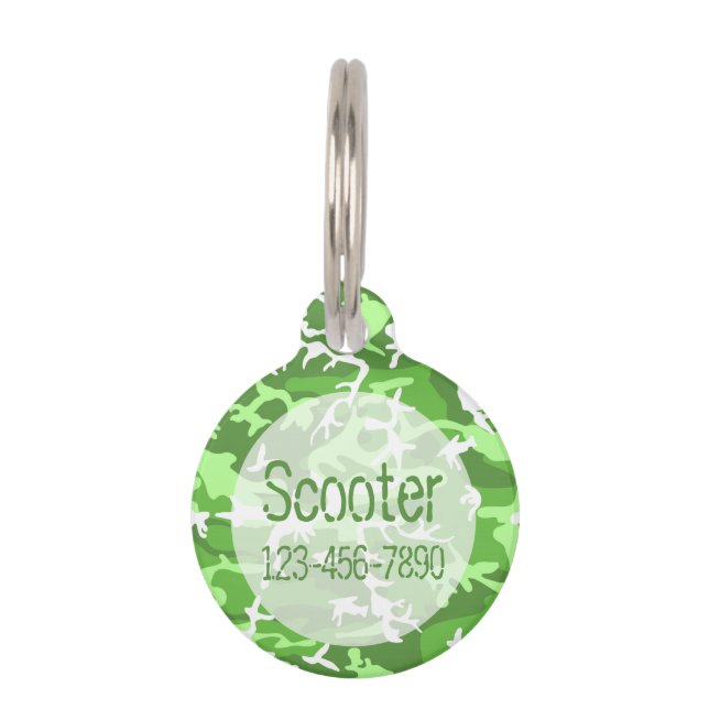 Camo Pattern Monogram Pet Name Tag Dog & Cat (Front)