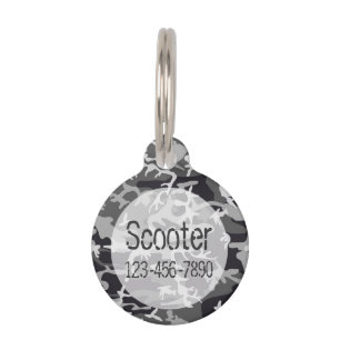 Camo Pattern Monogram Pet Name Tag Dog & Cat