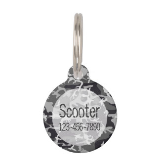 Camo Pattern Monogram Pet Name Tag Dog & Cat