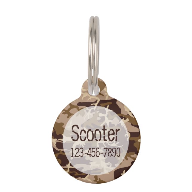 Camo Pattern Monogram Pet Name Tag Dog & Cat (Front)