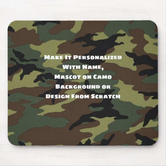 Camo Pattern Mouse Pad, Personalised Name Mascot Mouse Mat (Front)
