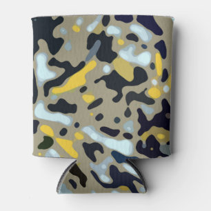 Camo Pattern - Yellow White Beige Blue Black Can Cooler