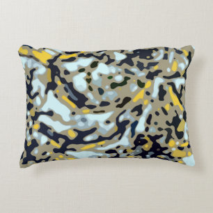 Camo Pattern - Yellow White Beige Blue Black Decorative Cushion