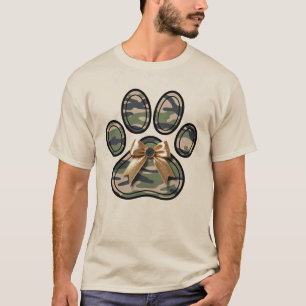 Camo Paw Print Coquette Bow Dog Lover T-Shirt