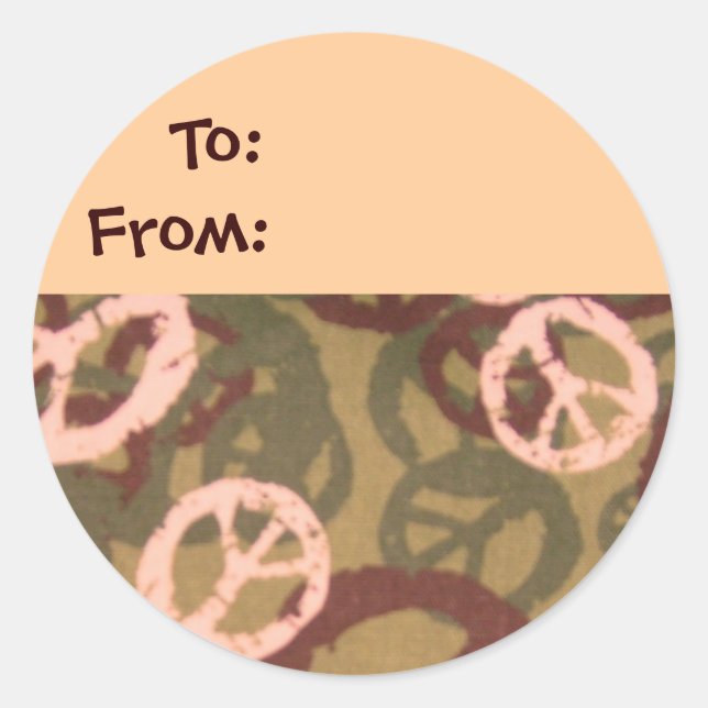 Camo/Peace Signs Look Gift Tag (Front)