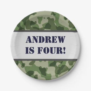 Camo Personalised Army Military Birthday Paper Plate
