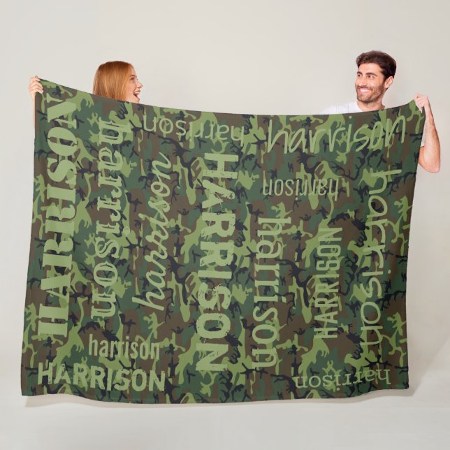 Camo Personalised Fleece Blanket (In Situ)