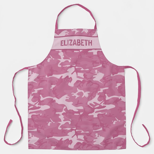 Camo Personalised Pink Apron (Front)