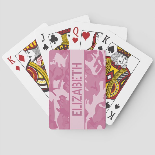 Camo Personalised Pink Playing Cards (Back)