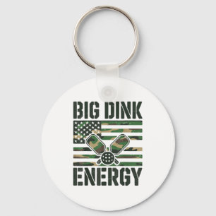 Camo pickleball big dink energy dad funny american key ring
