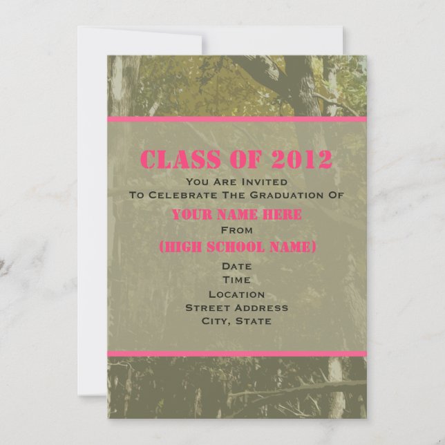Camo & Pink Class Of 2012 Graduation Invitation (Front)