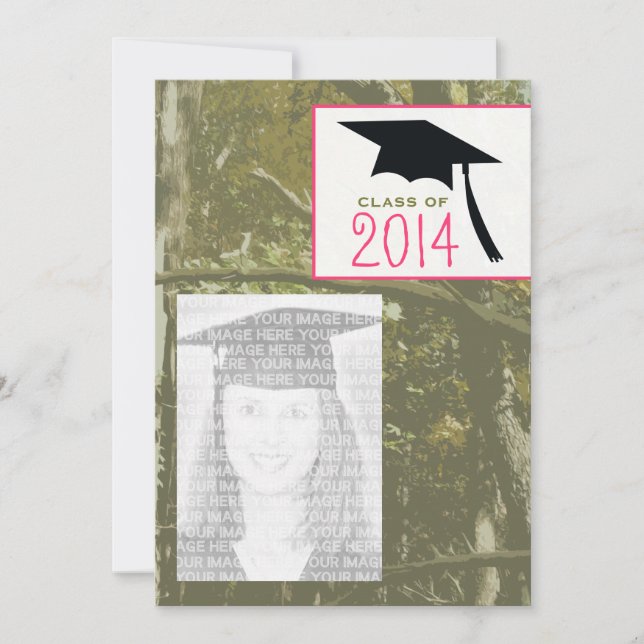 Camo & Pink Class of 2014 Photo Graduation Invite (Front)