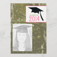 Camo & Pink Class of 2014 Photo Graduation Invite