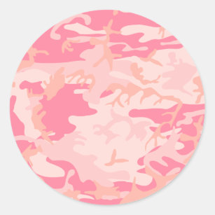 Camo Pink Girly Trendy Stylish Modern Classic Round Sticker