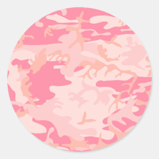 Camo Pink Girly Trendy Stylish Modern Classic Round Sticker