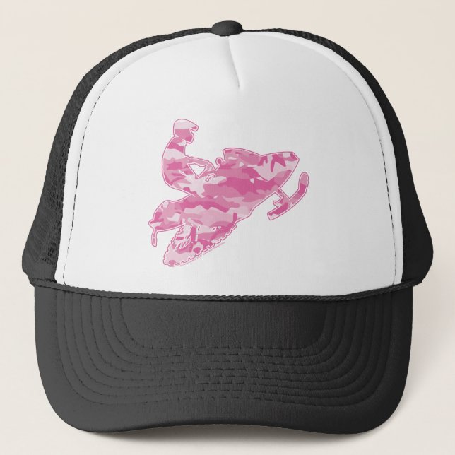 Camo Pink Sled on Black copy Trucker Hat (Front)