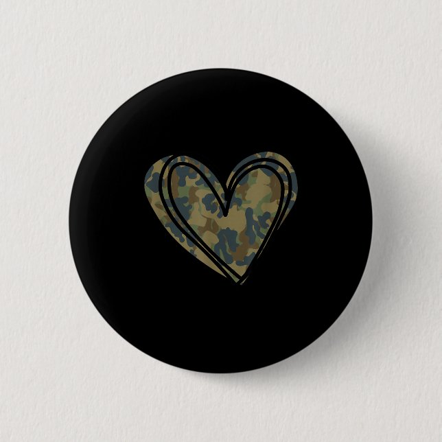 Camo Print Heart Valentines Day  6 Cm Round Badge (Front)