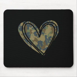 Camo Print Heart Valentines Day Mouse Mat