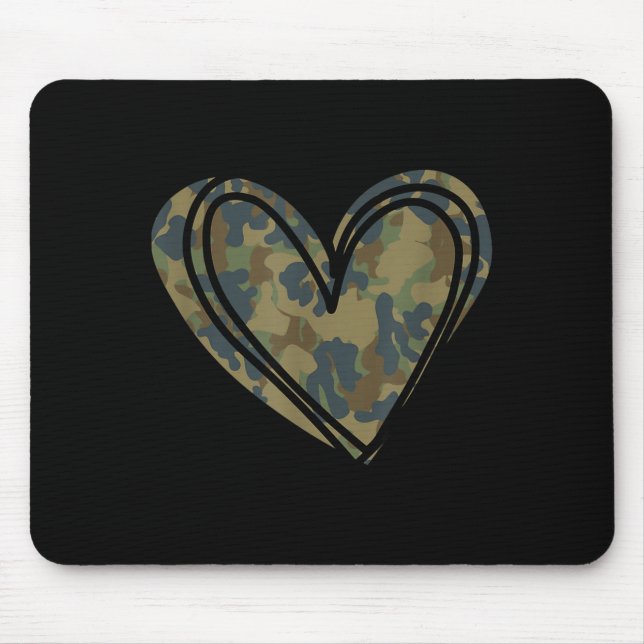 Camo Print Heart Valentines Day  Mouse Mat (Front)