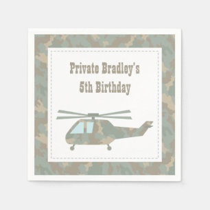 Camo Print Helicopter Army Boys Birthday Party Napkin