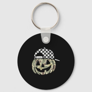 Camo Pumpkin Jack O Lantern Face Camouflage Hallow Key Ring