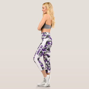 Camo Purple GRL Power Capri Leggings