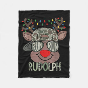 Camo Reindeer Hat Ball Cap Christmas Boy Cute Xmas Fleece Blanket